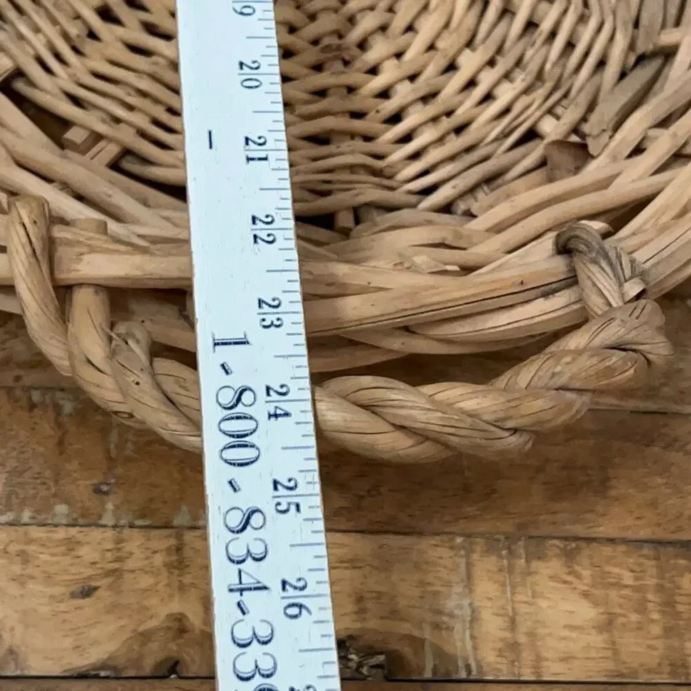 Rattan Woven Wicker Oval Basket With Handles Farmhouse Cottage